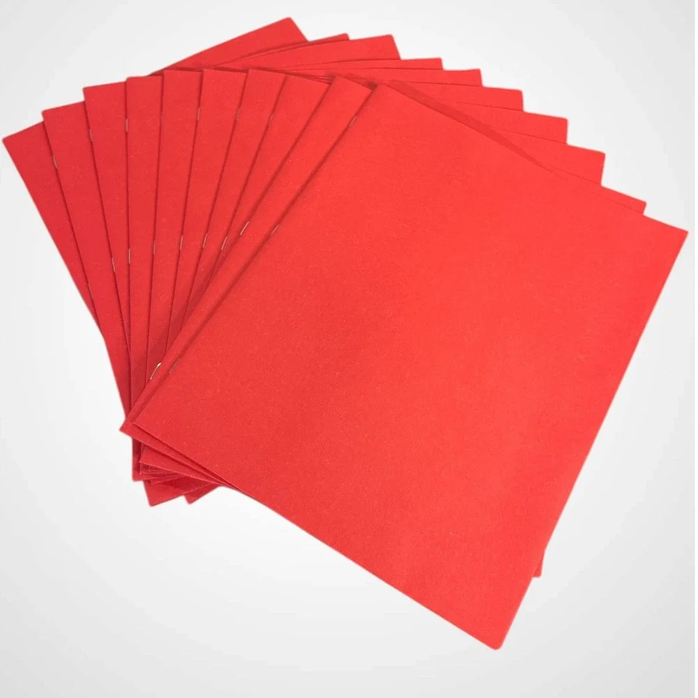 Lot 10 Red Folder with 2 Pockets and Brads-NEW